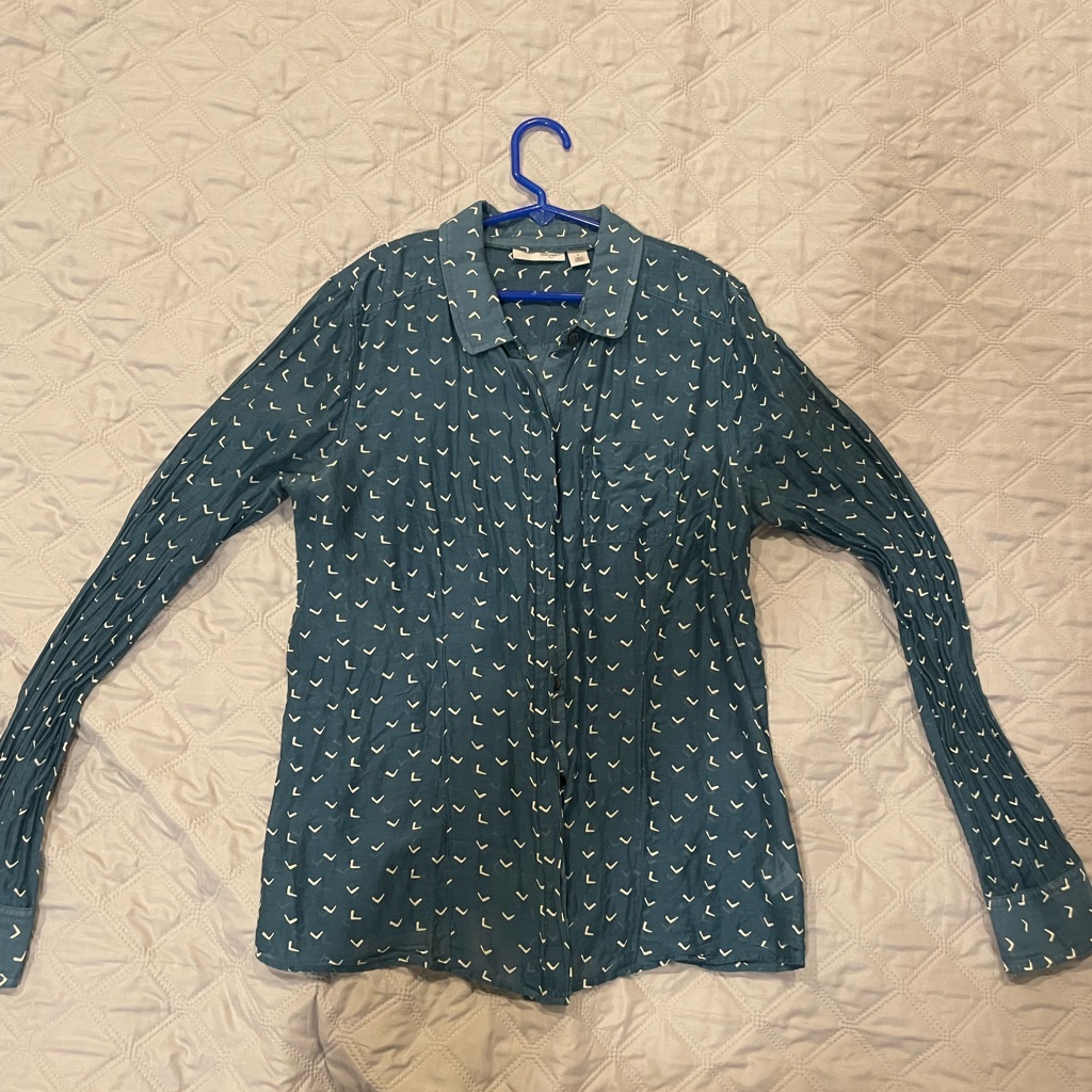 Patterned Halogen Button Down Blouse